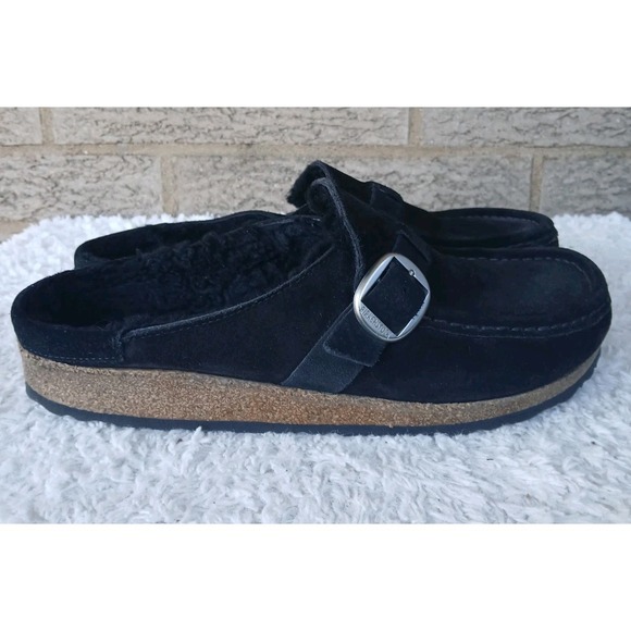 Birkenstock Shoes - Birkenstock Women's Buckley Shearling Black Seude Clog Sandals Sz 39 US 8